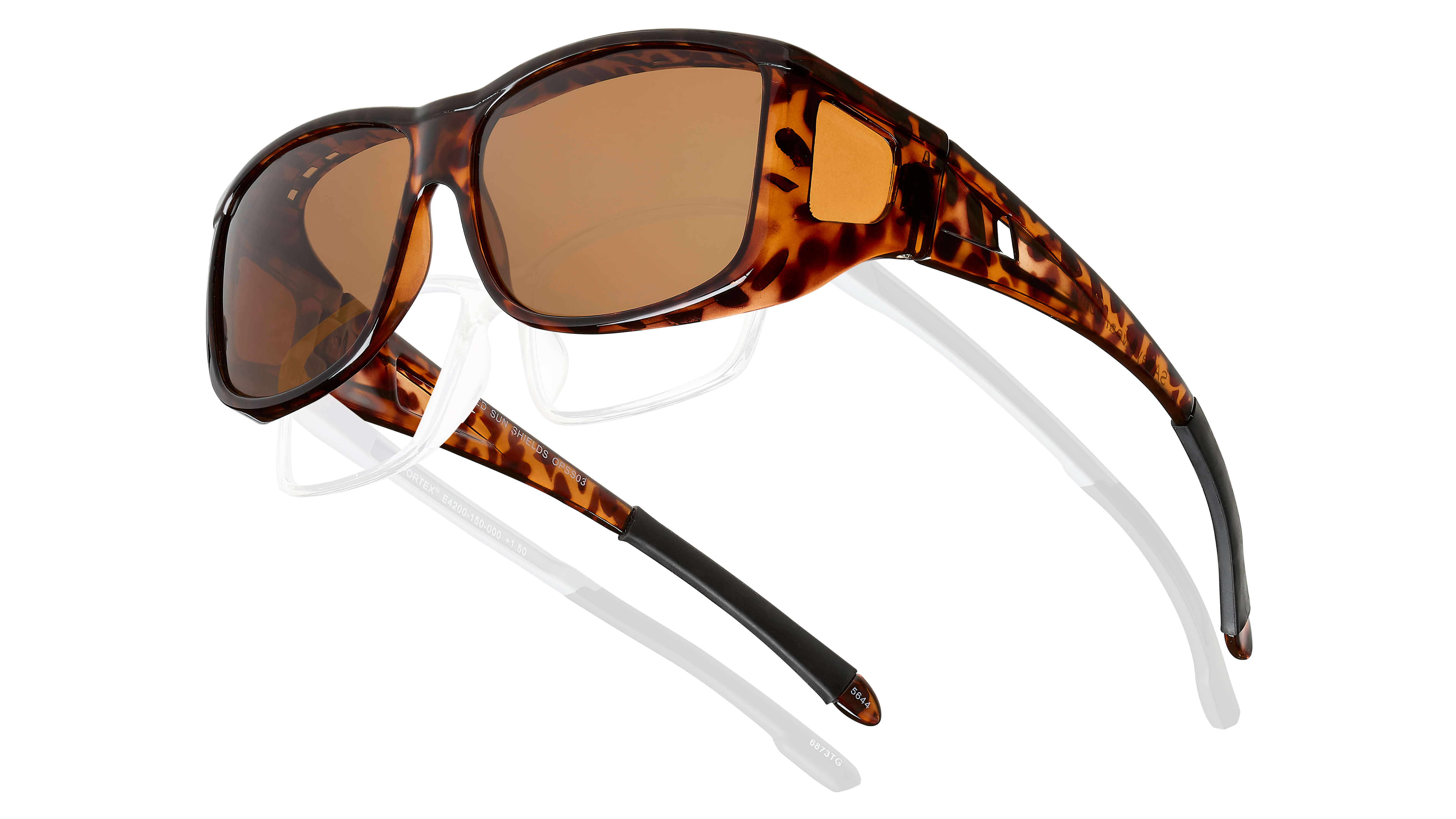 Tortoiseshell Shield Sunglasses with Pearl Trim - Brown Amazon.com: Sunglasses for Men Women Tortoiseshell Tan Brown  main image 3